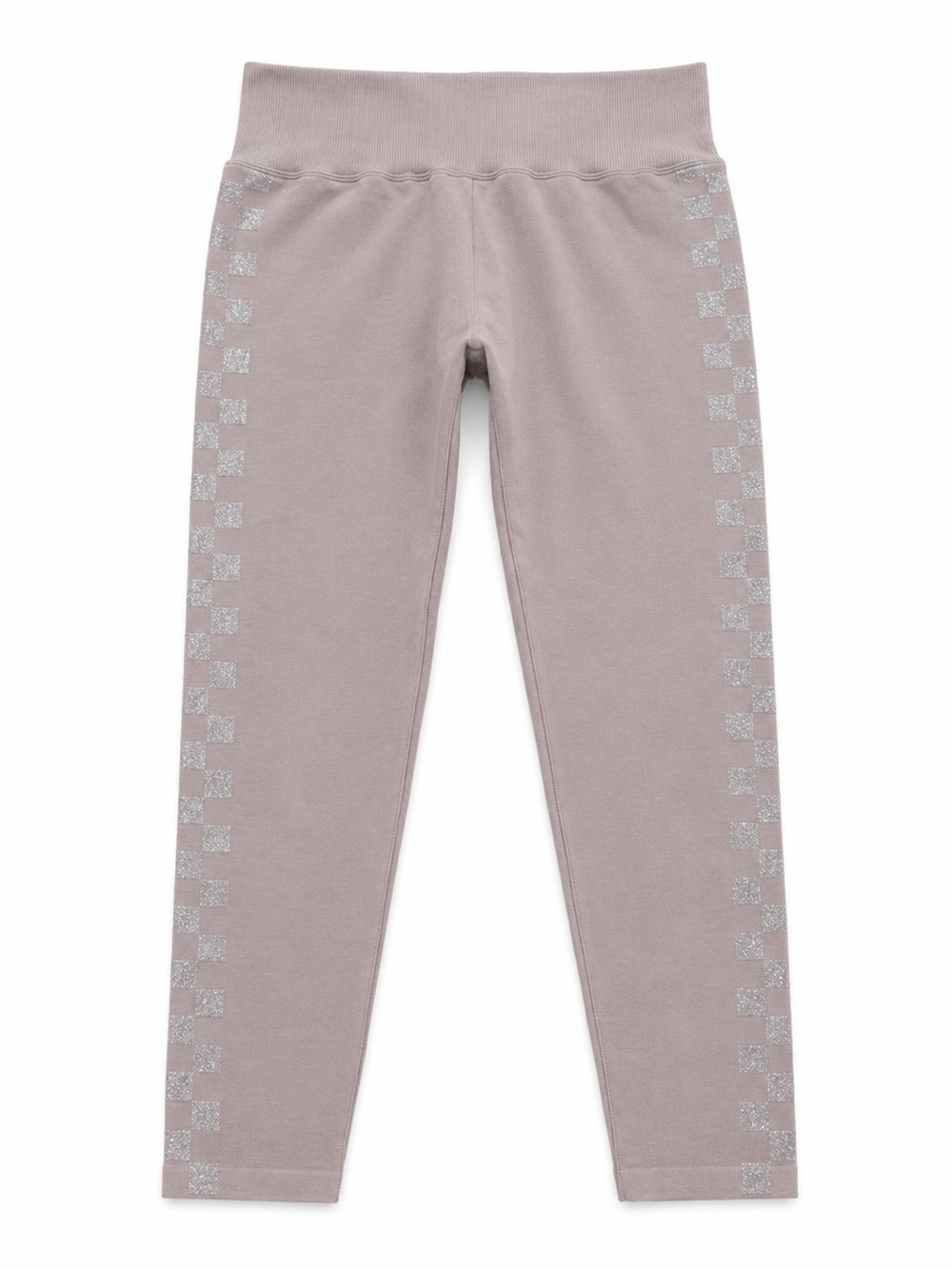 PINK Victoria's Secret Mauve Leggings with Silver Glitter Checker Trim